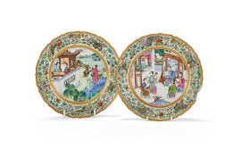 A pair of Chinese Famille Rose plates