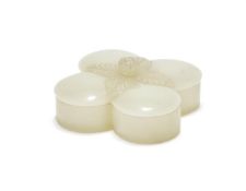 A Chinese white jade Mughal-style box and cover