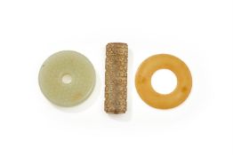 A Chinese celadon jade bi disc