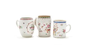 Three Chinese Famille Rose Tankards