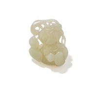 A small Chinese white jade 'Double Gourd' pendant