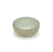 A Korean inlaid celadon circular box and cover