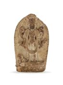 A Nepalese stone stele depicting Vishnu on Garuda