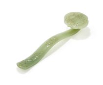 A Chinese celadon jade ruyi sceptre