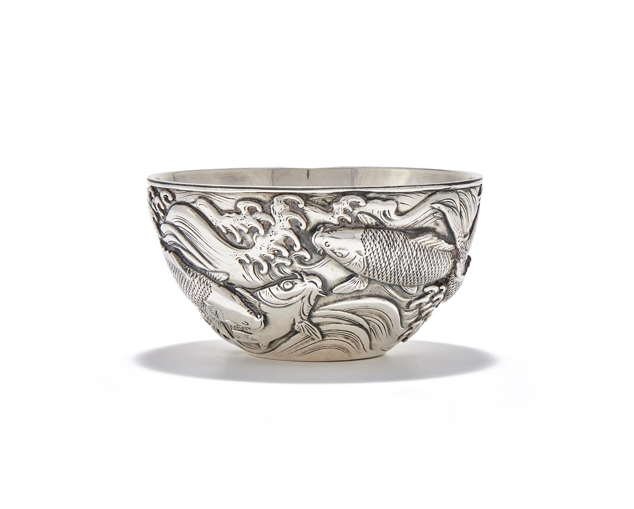 A Japanese silver 'fish' bowl