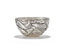 A Japanese silver 'fish' bowl
