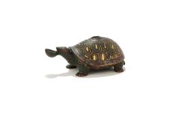 A Chinese gold and silver inlaid turtle-shaped water dropper