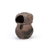 A Chinese black pottery anthropomorphic ewer