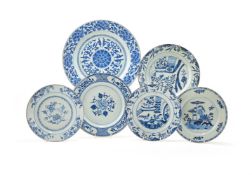 Six various Chinese blue and white dishes