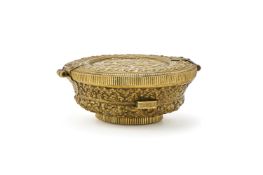 A Tibetan 'Buddhist' copper-gilt repoussé bowl container