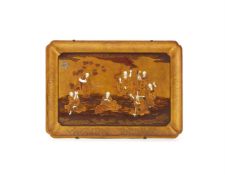 Y A Japanese Shibayama Inlaid Gold Lacquer Tray