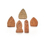 A group of five terracotta tsa-tsa