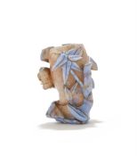 A Chinese lavender agate carved flower vase