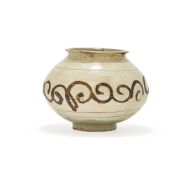 A Korean Buncheong style stoneware iron-decorated vase