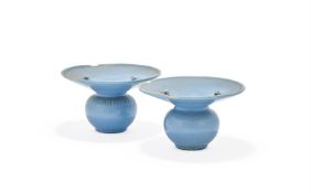 A pair of Chinese Claire-de-Lune Spittoons