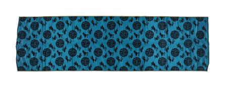A Chinese bolt of bright blue cut velvet yardage