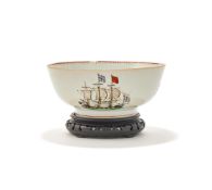 A Chinese Famille Rose 'Ships' bowl