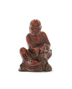 A Chinese carved box wood model of luohan