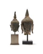 Two Bronze Heads of Buddha