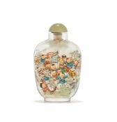A Chinese inside-decorated glass 'hundred boys' snuff bottle