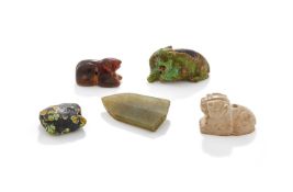 Four hardstone carvings of various animals