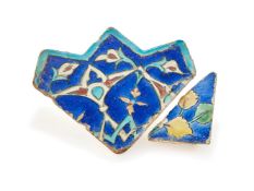 A Timurid Cuerda Seca fragmentary star tile