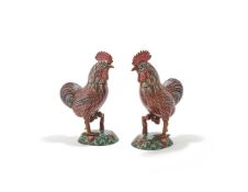 A pair of Chinese Cloisonné Cockerels