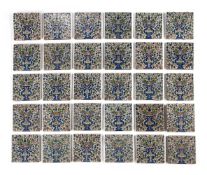 A decorative group of thirty Qajar style tiles