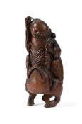 A Chinese carved bamboo 'Liuhai and Toad' group