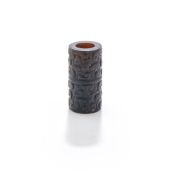 A finely carved Chinese black jade bead