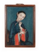 A large Chinese reverse glass painting