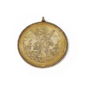 A SILVER GILT COMMEMORATIVE MEDALLION, UNMARKED, 17TH CENTURY