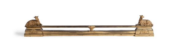 A FRENCH GILT BRASS ADJUSTABLE KERB FENDER, EARLY 19TH CENTURY
