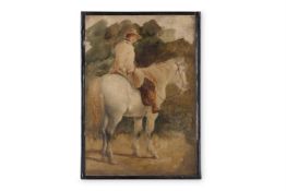 HENRY MOORE, R.A. (BRITISH 1831-1895) SKETCH OF A MAN ON A GREY HORSE
