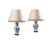A PAIR OF CHINESE BLUE AND WHITE CRACKLE GLAZED BALUSTER VASES, 19TH CENTURY