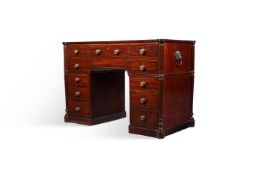 Y A REGENCY MAHOGANY KNEEHOLE PEDESTAL DESK, ATTRIBUTED TO GILLOWS
