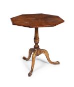 A MAHOGANY AND POLYCHROME DECORATED TRIPOD TABLE OF GEORGE III SYTLE