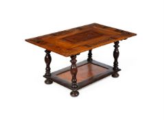 A SPECIMEN WOOD MARQUETRY, PARQUETRY AND OAK LOW TABLE, PROBABLY SOUTH GERMAN OR TYROLEAN