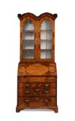 A WALNUT, ELM, PADOUK AND SEAWEED MARQUETRY BUREAU CABINET OF WILLIAM & MARY STYLE