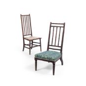 TWO BOBBIN-TURNED HIGH BACK SIDE CHAIRS, 19TH CENTURY