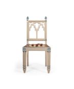 A REGENCY CREAM AND BLUE PAINTED GOTHIC SIDE CHAIREARLY 19TH CENTURY