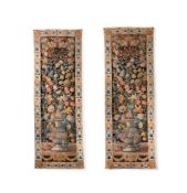 A FINE PAIR OF NEEDLEWORK 'MILLE FLEURS' HANGINGS, POSSIBLY ITALIAN OR PORTUGUESE