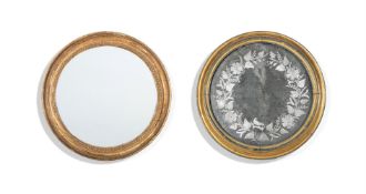 A CIRCULAR GILTWOOD AND ETCHED GLASS MIRROR, MID 19TH CENTURY