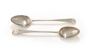 A PAIR OF GEORGE III OLD ENGLISH PATTERN BASTING SPOONS, GEORGE SMITH III, LONDON 1784