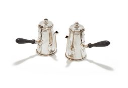 A PAIR OF LATE VICTORIAN TAPERING CYLINDRICAL COFFEE POTS