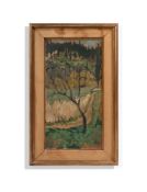 λ DEREK HILL (BRITISH 1916-2000) LANDSCAPE WITH CYPRESS TREES