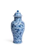 A CHINESE BLUE AND WHITE BALUSTER VASE AND COVER, KANGXI (1662-1722)