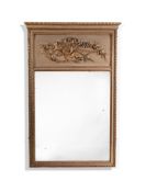 A GREY PAINTED AND PARCEL GILT OVERMANTEL OF LOUIS XVI STYLE