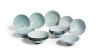 A GROUP OF CHINESE QINGBAI GLAZED CONICAL BOWLS, IN SONG STYLE