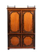 A NEOCLASSICAL BRASS MOUNTED AND INLAID SATINWOOD AND CALAMANDER CABINET, DUTCH